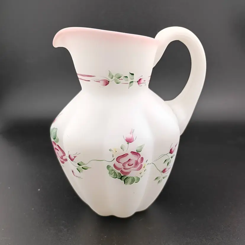 Fenton "rose garden" satin pitcher