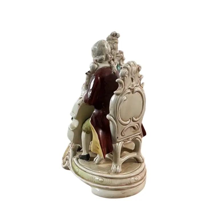 German Rococo Porcelain Musical Couple Marked 8.5” x 4” x 8”