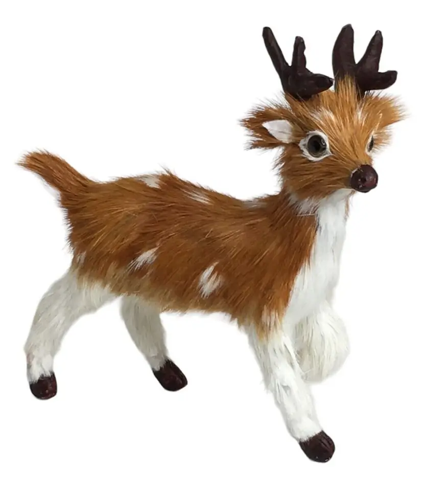Furry Spotted Deer Buck Figurine 5"
