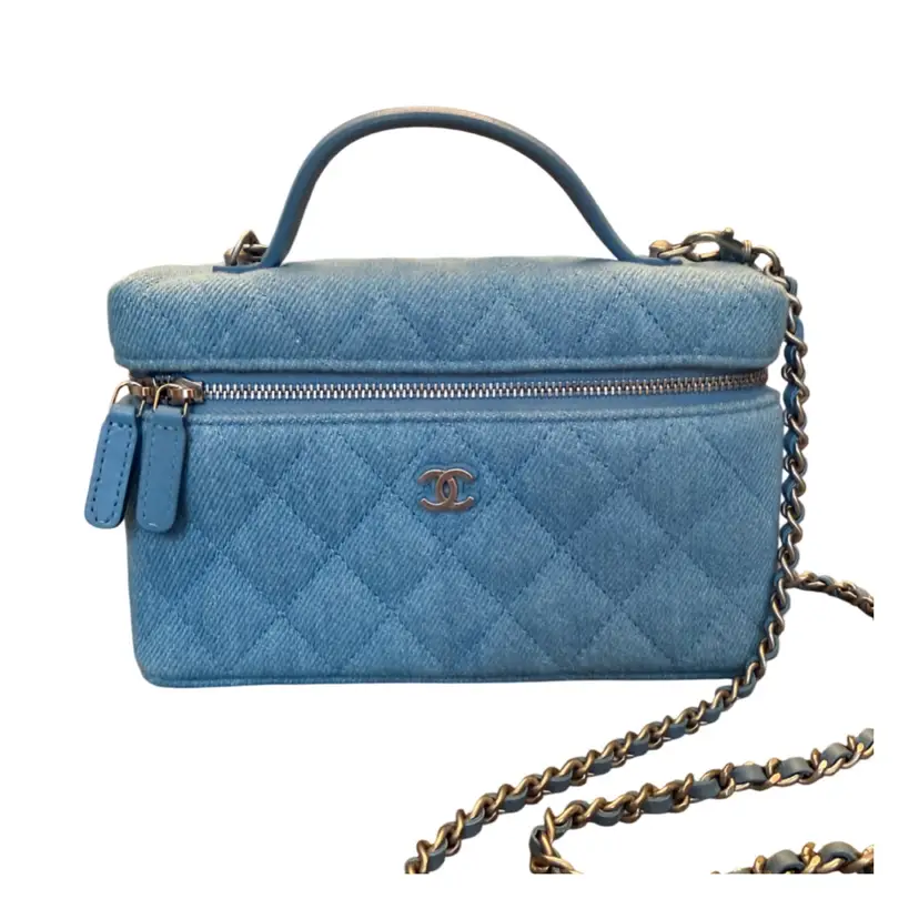 Chanel Denim Quilted Top Handle Slim Vanity