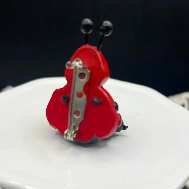 Cutie Ladybug Pun With Silly Smile, One Inch, Dangling Legs.