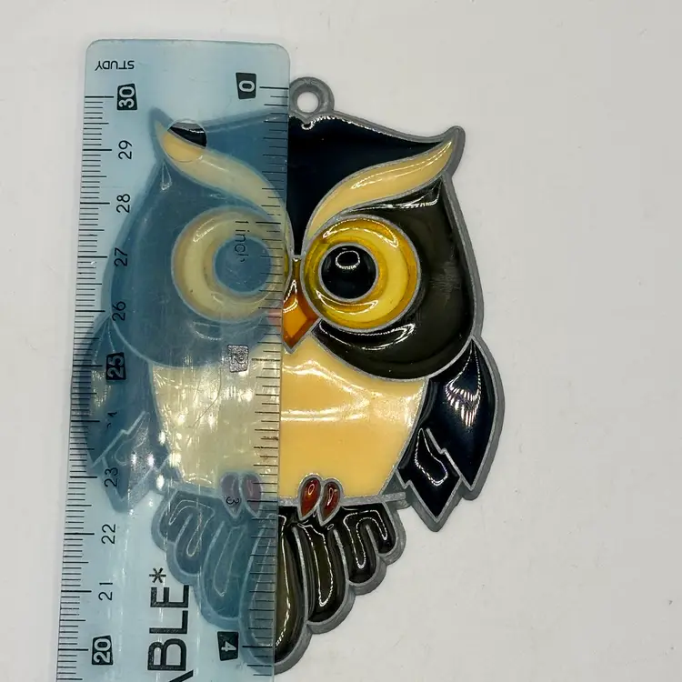 Vintage 1980/90’s Owl Stained Glass Suncatcher 4”