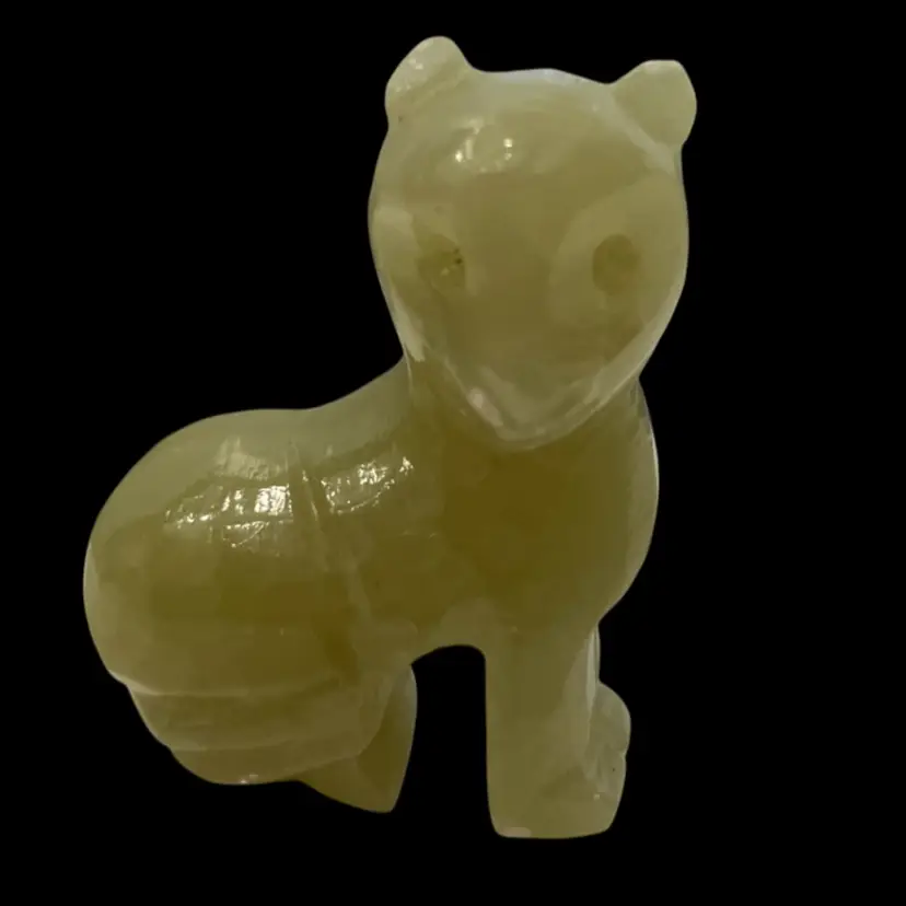 Vintage Small Hand Carved Green Stone Tiger/Cat? 1.75”