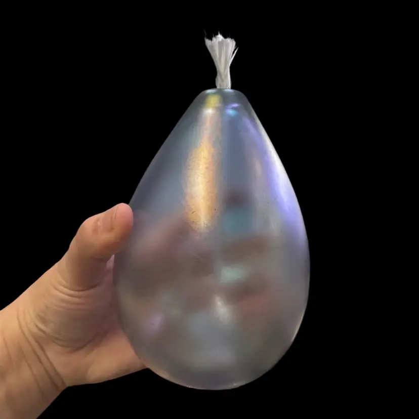 Glass Iridescent Oval Oil Lamp With Wic