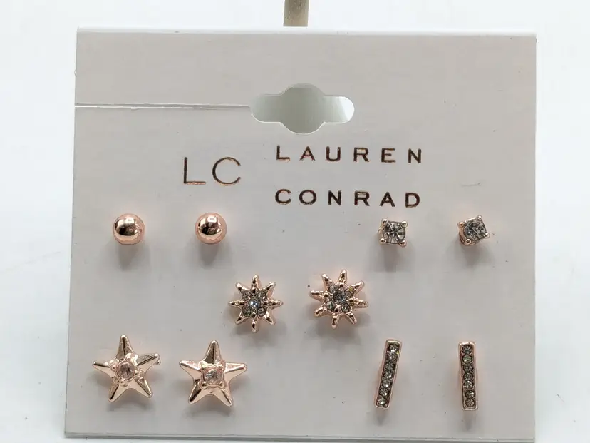 Lauren Conrad Gold Tone Pierced Stud Earring Set NWT