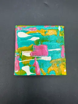 “Ice Box Art” Letter G - Miniature Abstract Painting, Made By Me, OOAK Amanda Montague 3” Square Magnet