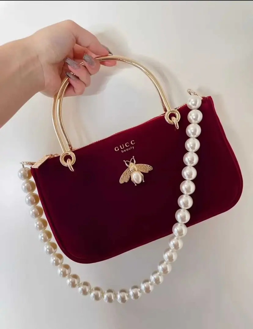 Gucci Mini Velvet Pearl Handle Bag