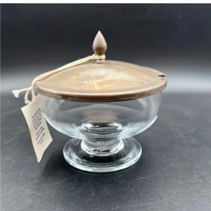 Vintage Pedestal Glass Bowl with Leonard Silverplate Lid