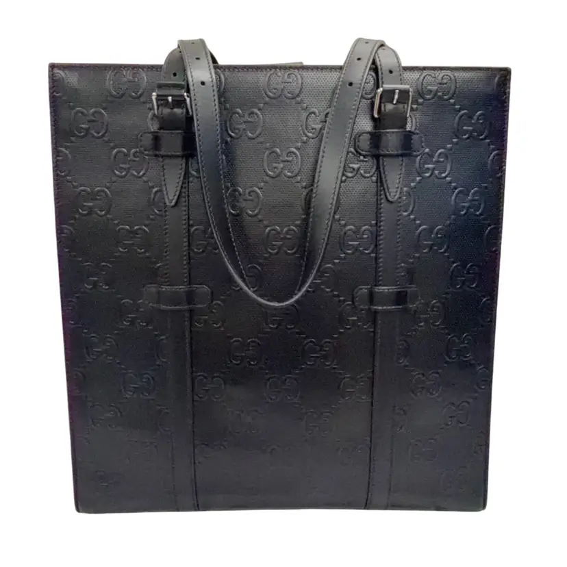 Gucci black vertical buckles tote