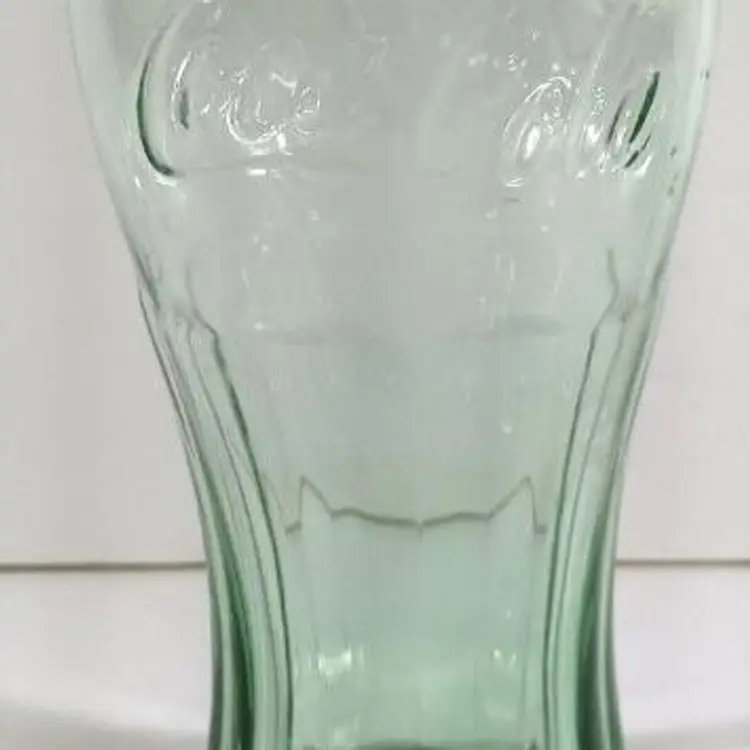COCA-COLA COKE GLASS Genuine Green Large 6" Tall Glasses Cup Vintage 17 OZ