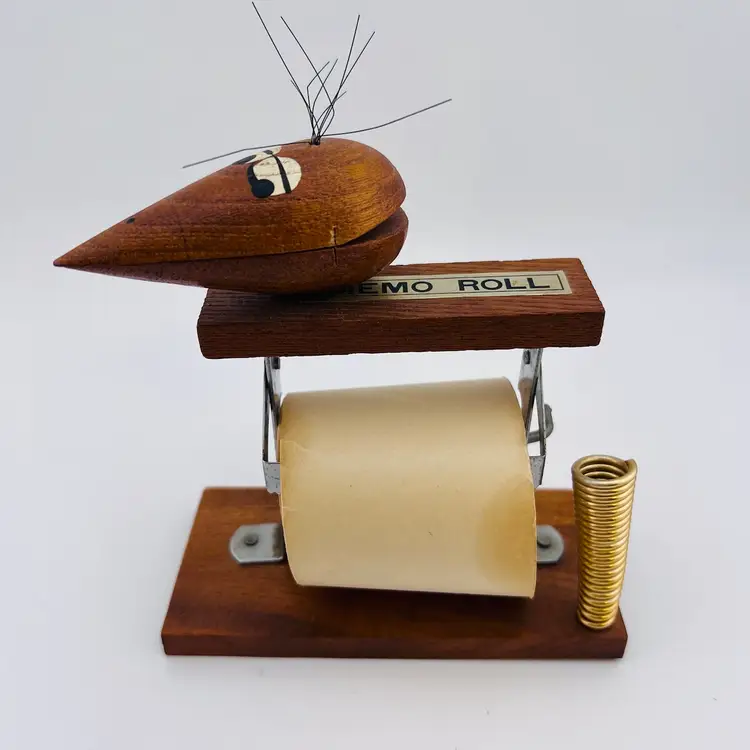 Amazing Apco Japan MCM Wood Dodo Bird Memo Roll And Pen Holder 2.25”x 4.5”x6”