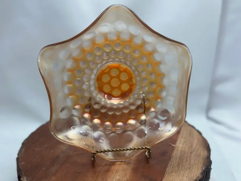 Vintage Fenton Glass Marigold Coin Dot Wave Bowl Dish