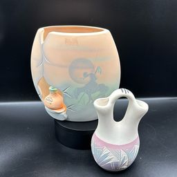 Navajo/ Arizona Pottery Duo 7”/4 1/2” No Noted Flaws Signed