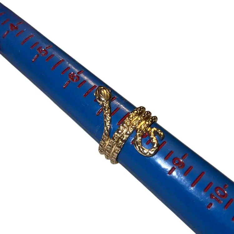 Goldtone Snake Ring Rhinestone Eyes Costume Size 7.5