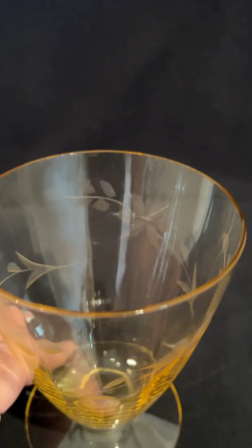 Depression Era Juice Glasses Tumbler Drinking Glasses Topaz Yellow Set Of 3