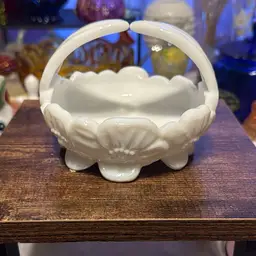 Westmoreland White Milk Glass Dogwood Basket