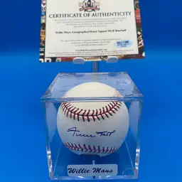 Willie Mays Autographed Rawlings Official Major League Baseball w/ COA & Case