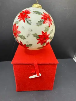 Poinsettia Glass Ornament With Box