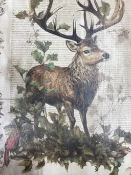 IOD Woodland Stag Framed Art: Vintage Farmhouse Decor, ManCave Worthy