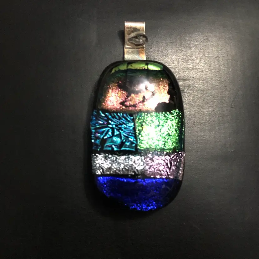Hand-Blown Dichroic Art Glass Necklace Pendant