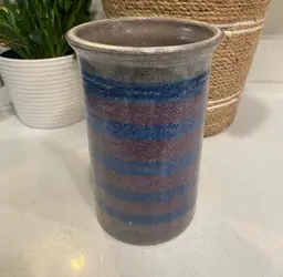 Seagrove Stonewear Glazed Pottery Utensil Holder/ Wine Chiller/ Vase 8”