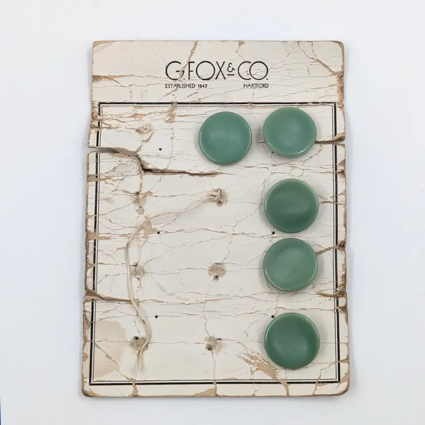 Buttons on Card Green "Moonstone" Shank Vintage Set 5
