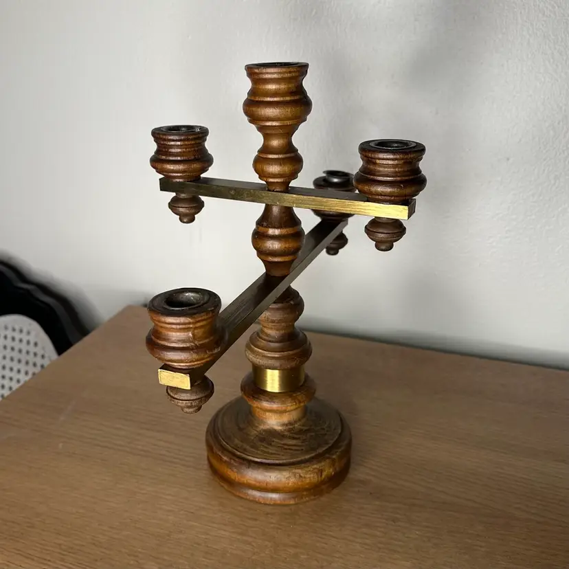 Vintage Wooden Candelabra