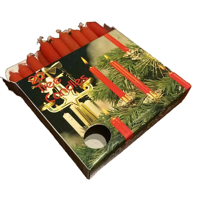 Chime or Tree Candles Biedermann & Sons Party 16 Count Box Red. Christmas Vtg