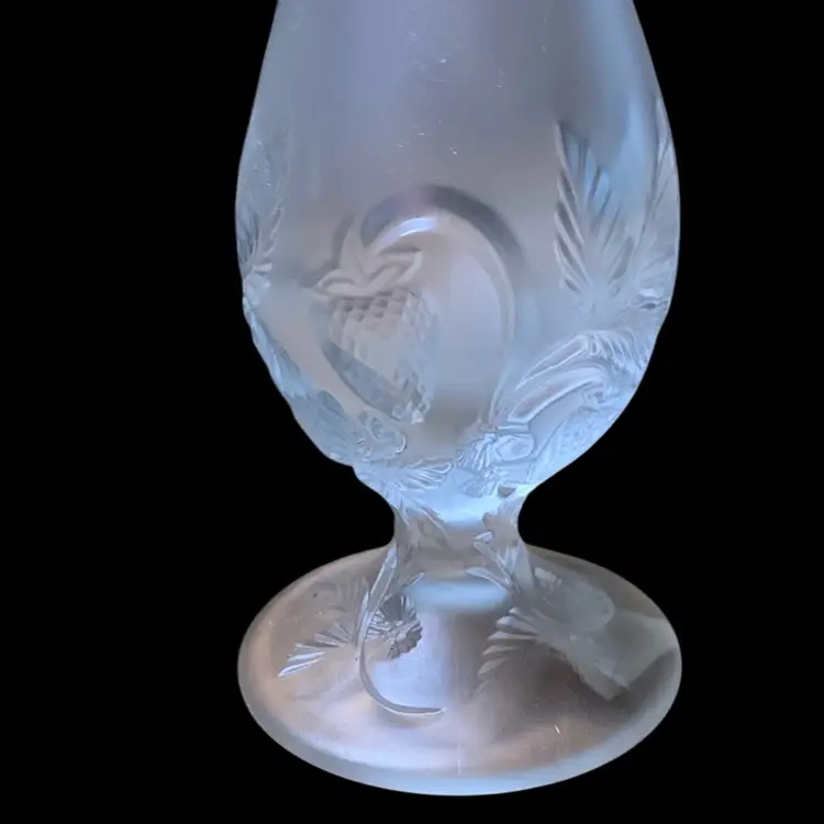 19. Fenton Strawberries & Flowers Glass Swung Vase