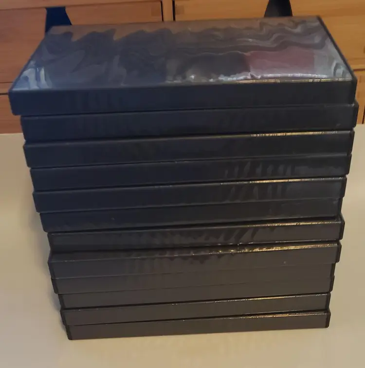 Empty Black Standard DVD Storage Cases Lot 12 Transparent Cover To Add Labels