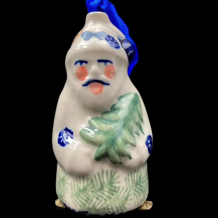 Polish Pottery Santa Ornament Hand crafted painted trees snowflakes butterflies