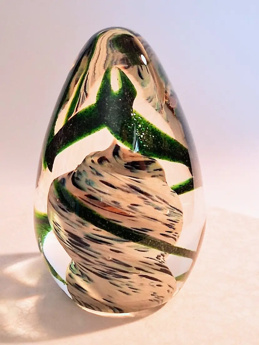 Gorgeous R Garrett (Of Karg Studio) Dichroic Art Glass, Magnum Ovoid/Egg Paperweight
