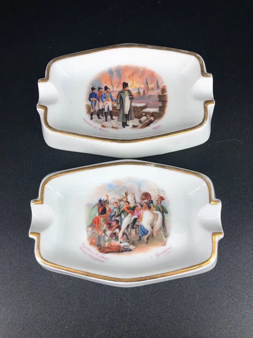 Set of 2 Antique Leforestier Paris Limoges Ashtrays / Trinket Dishes