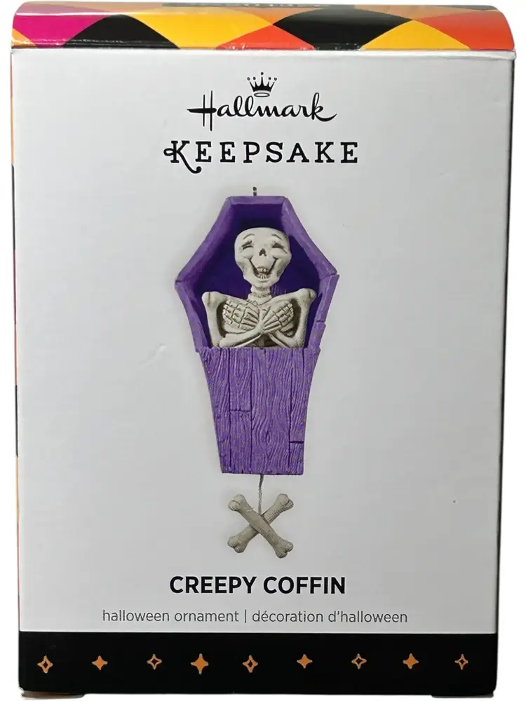 Hallmark Ornament Creepy Coffin Halloween / Christmas Skeleton 2013 NIB