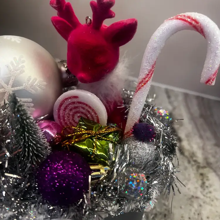 Handmade By Me Drnksuzy Original Kitschy Pink Wonderland Deer Christmas Assemblage Holiday Decor