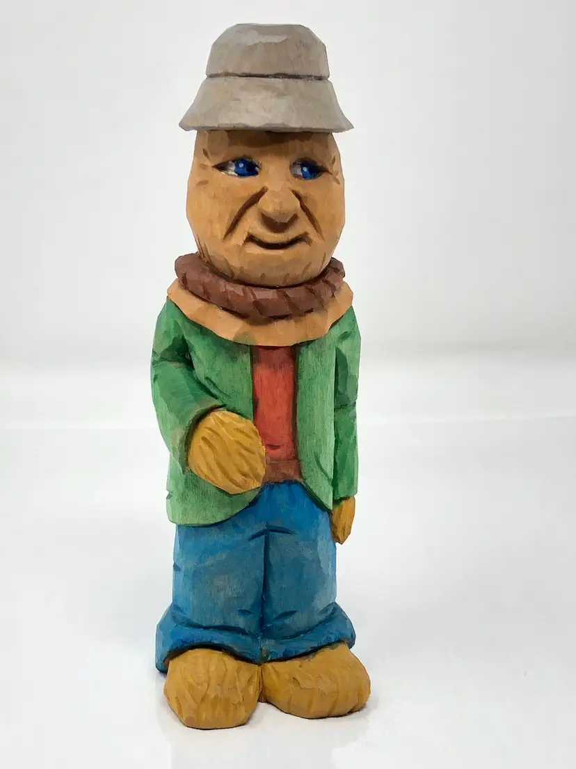Hand Carved Wood Scarecrow