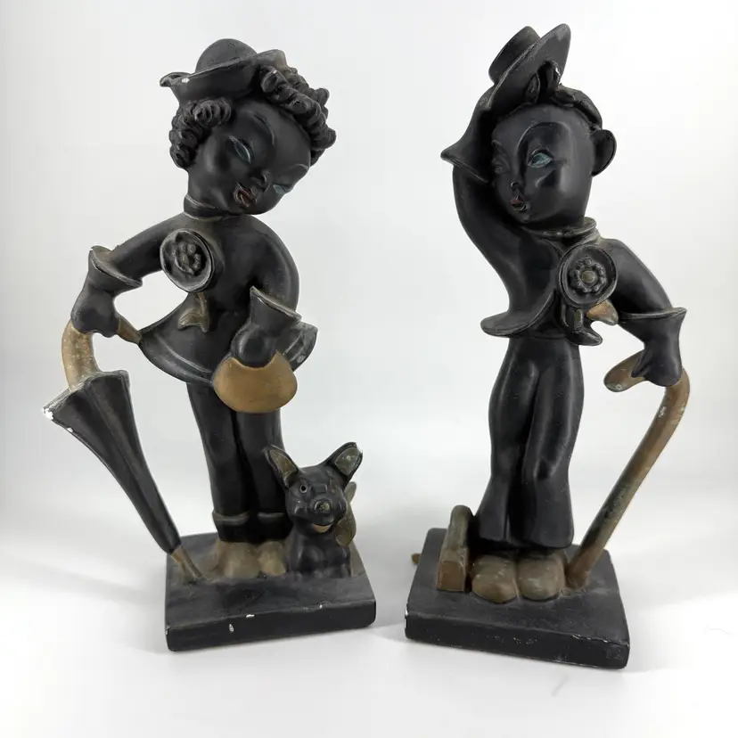 ABCO Alexander Backer Chalkware Fancy Lady & Man Figurine Set