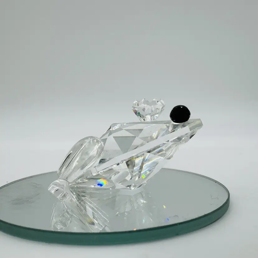 Swarovski Crystal Frog Toad Prince Crown Figurine Austria Retired 2in