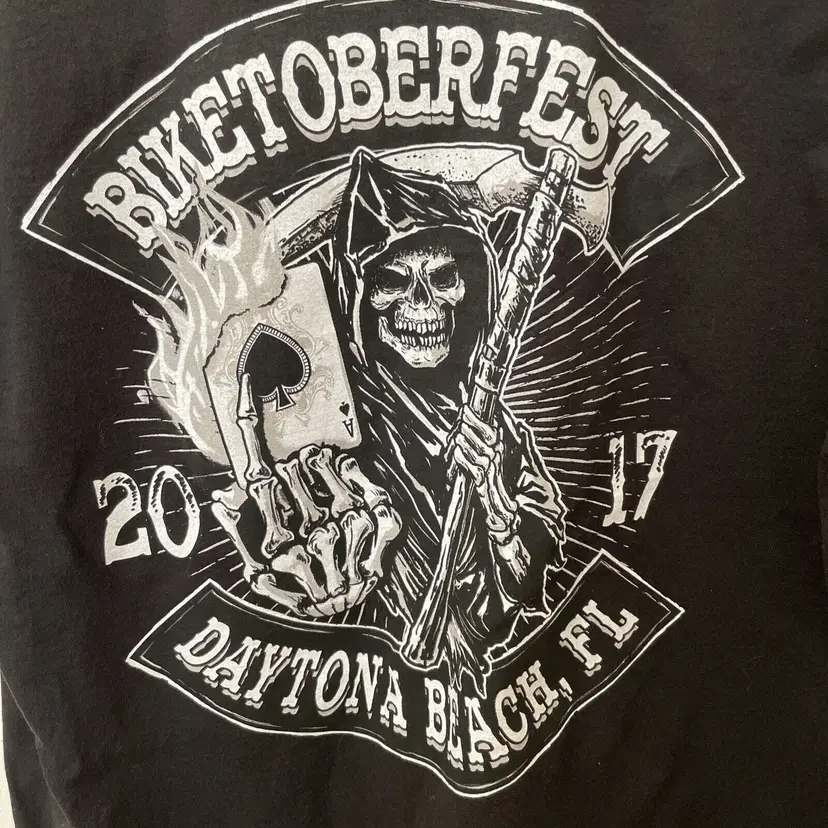 Daytona beach Biker Florida Biketoberfest 2017 t-shirt  large Grim Reaper Skull