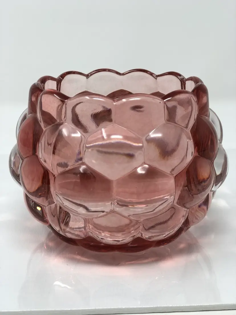 Pink Bubble Glass Candle Holder