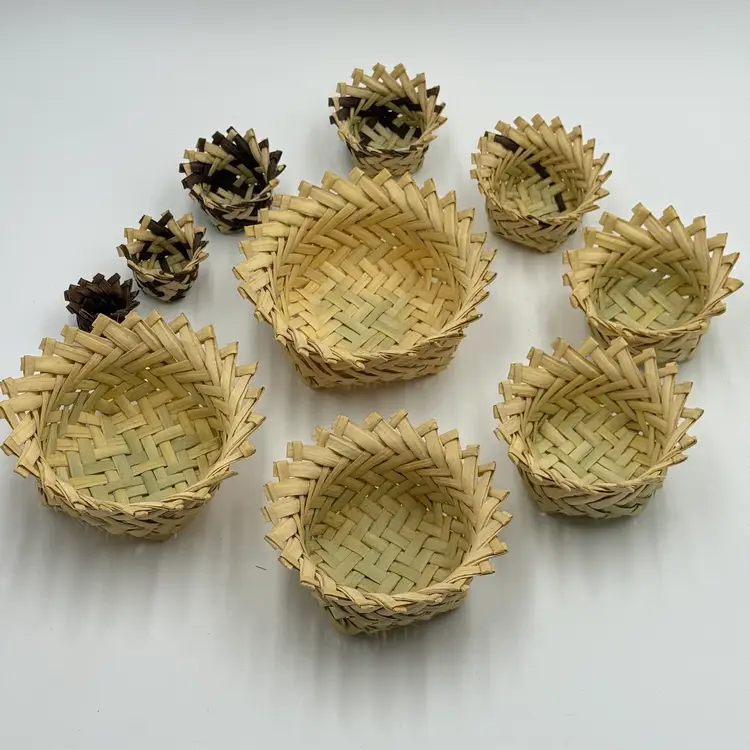 Tarahumara Indian Mexican Folk 10 Nesting Sotol Rosette Hand Woven Baskets