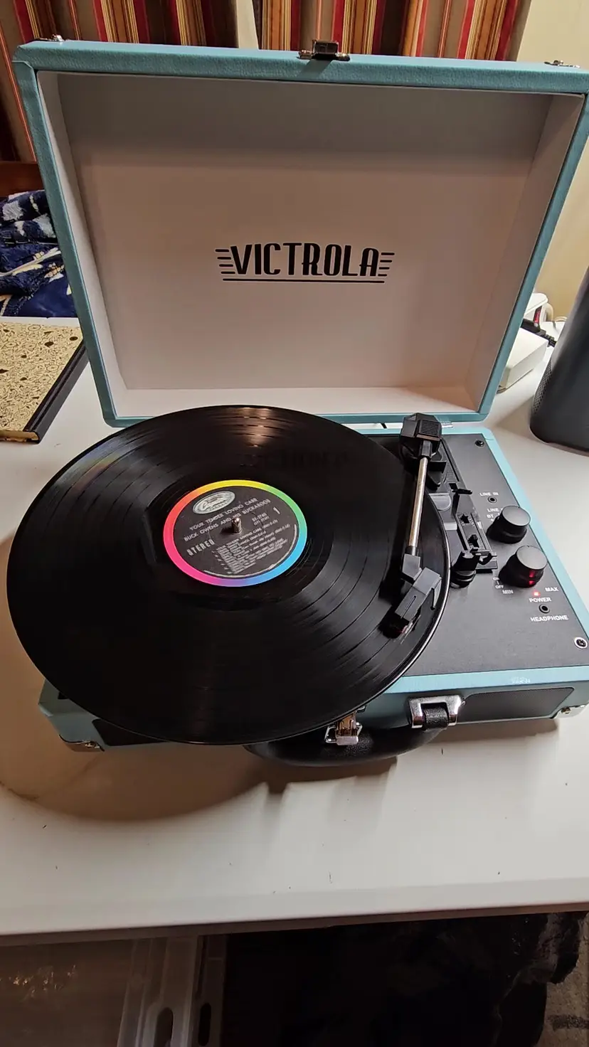 Victrola Bluetooth Suitcase Record Player Teal | Vintage Style Turntable w/ AC Adapter