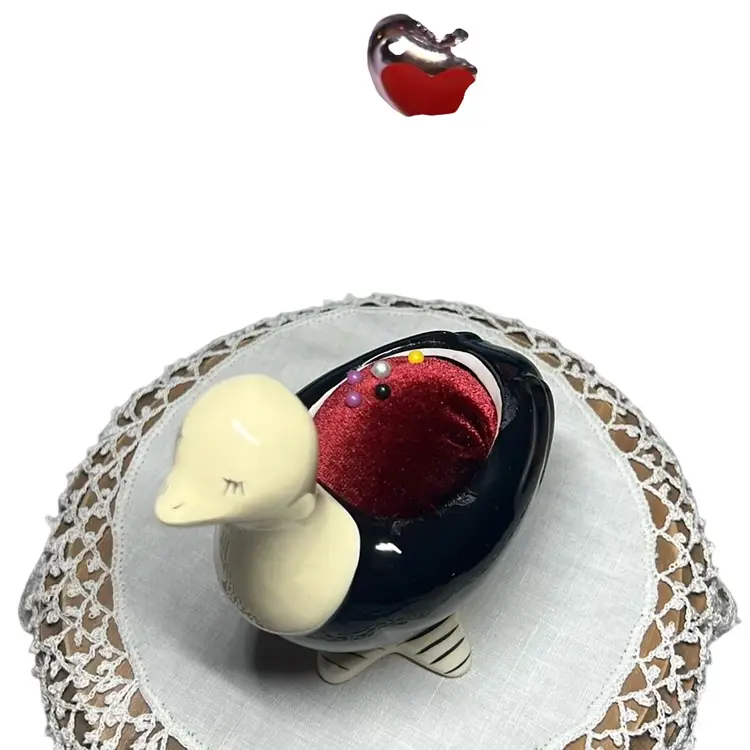 Hand Made Ceramic Ostrich Planter/ Pincushion. Made In Australia.