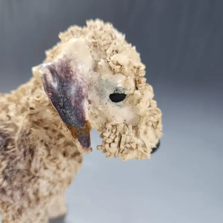 Early Jane Callender Dog OOAK Blue Bedlington Terrier - RARE - Extruded Clay Spaghetti Dog Signed