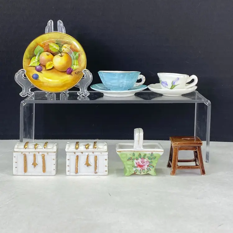 Vintage Knick Knack Figurine Mixed Lot Miniature Furniture Dishes