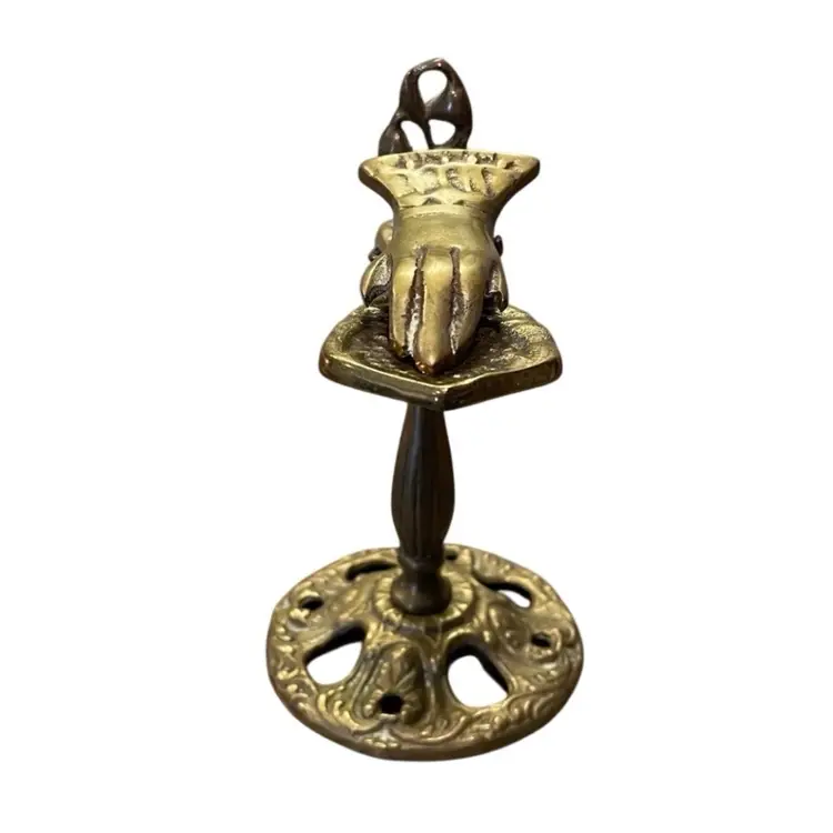 Brass Hand Pedestal Paper Receipt Clip Art Deco Victorian VTG Desk Decor
