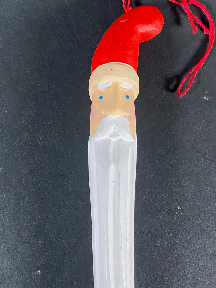*VTG* Department 56 Carved Santa Head Ornament White Icicle Beard 11” Christmas