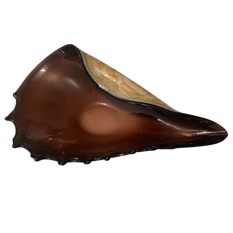 Hand Blown Murano Style Folded Conch Shell Glass Bowl.