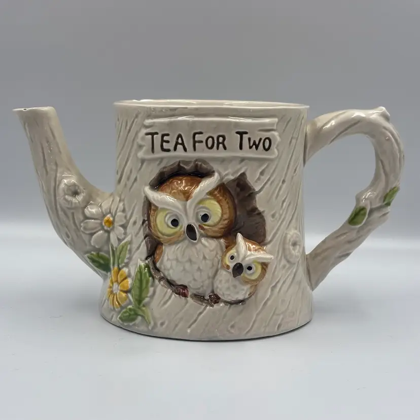 Tea For Two Owl Enesco Vintage Teapot Planter 4.25”x7”*