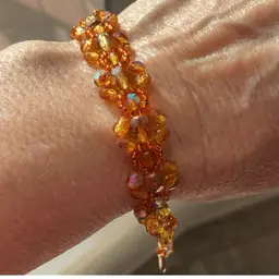 Orange Swarovski Crystal Bracelet with Toggle Artisan Made 7”